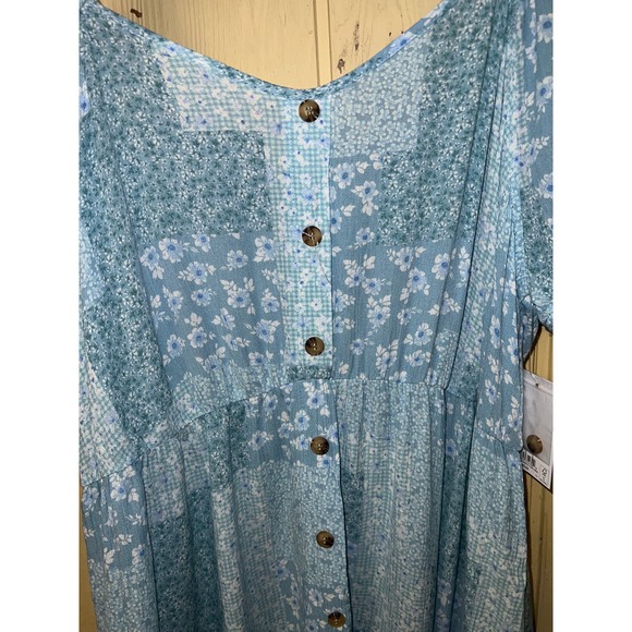 Patchwork Print Babydoll DRESS Juniors Plus XX-Large Size 19 Smocked BoHo NEW - Picture 5 of 13